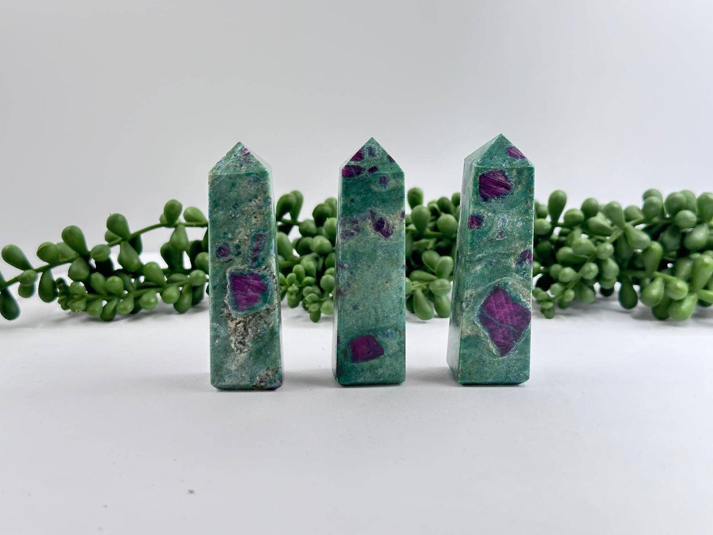 Ruby Fuchsite 4-Sided Tower (Approx 75MM or 7.5CM) -AAA