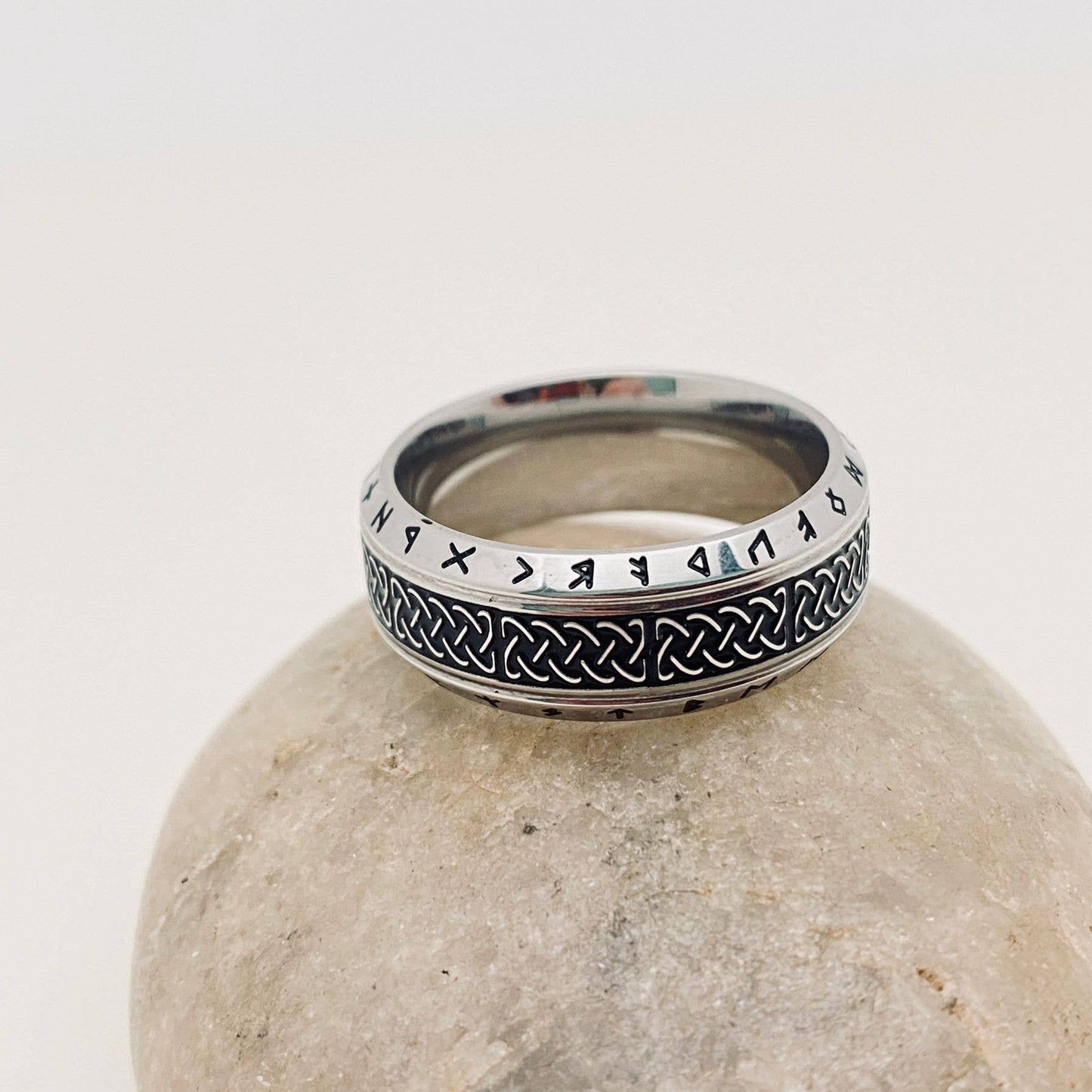 Stainless Steel Vintage Celtic knot Viking Rune Ring - MJ/MR