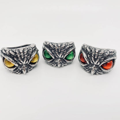 Retro Owl Devil's Eye Stainless Steel Men's Ring