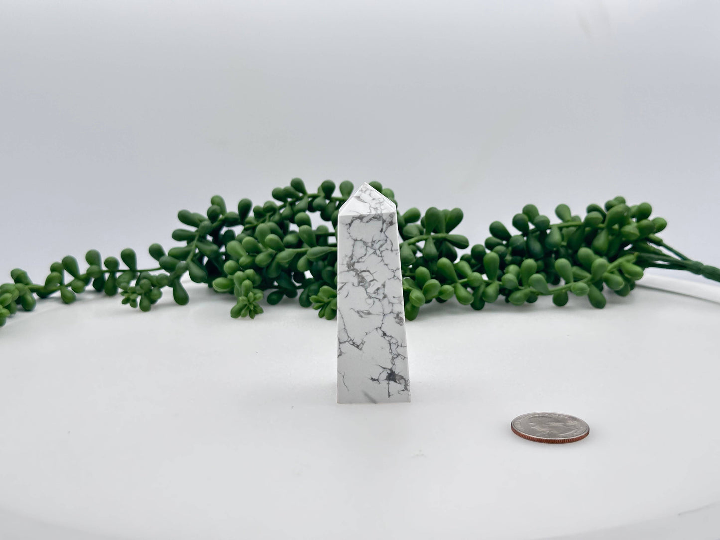 White Howlite Gemstone Tower Obelisk 4 Faceted 7.5CM Aprox