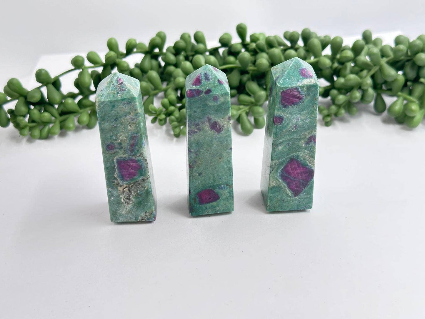 Ruby Fuchsite 4-Sided Tower (Approx 75MM or 7.5CM) -AAA
