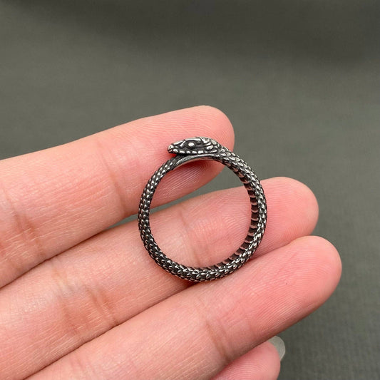 Ouroboros Unisex Stainless Steel Snake Ring - MJ/MR