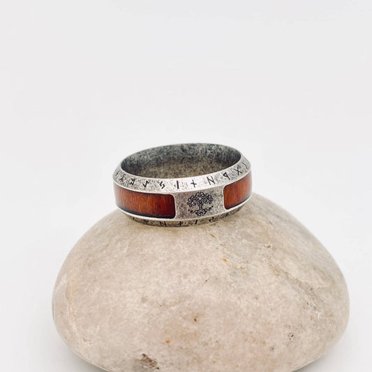 Tree of Life Rune Stainless Steel Men's Ring - MJ/MR