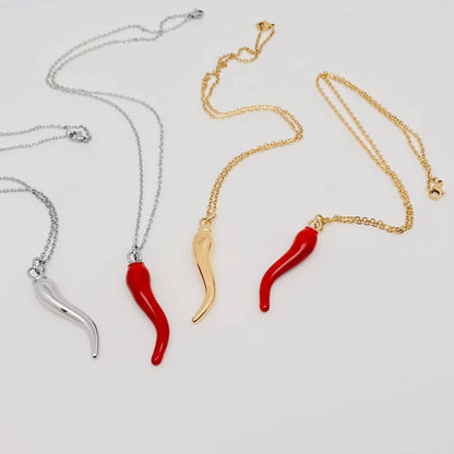 Enamel Pepper 18K Gold Plated Stainless Steel Necklace -FGS