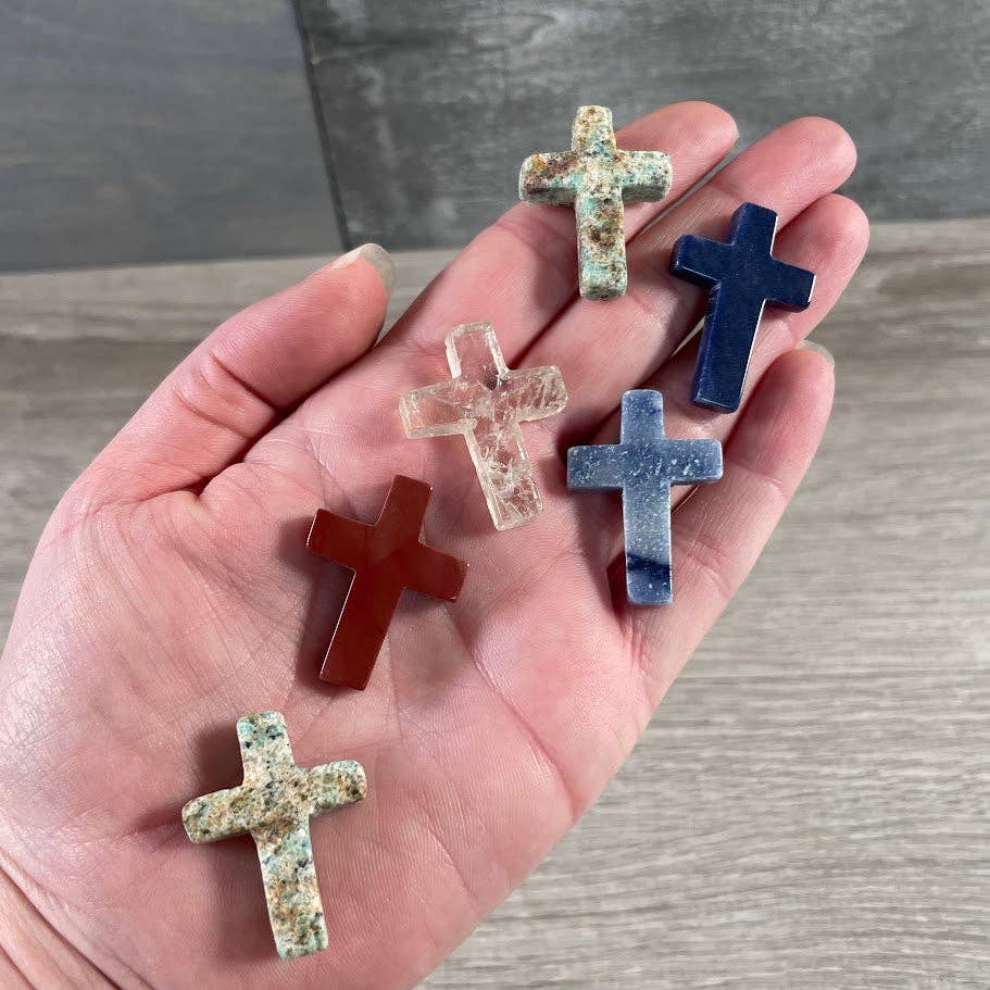 Gemstone Carved Cross Figurine