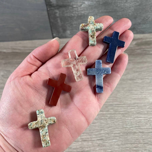 Gemstone Carved Cross Figurine