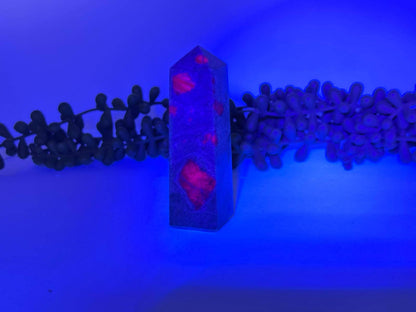 Ruby Fuchsite 4-Sided Tower (Approx 75MM or 7.5CM) -AAA