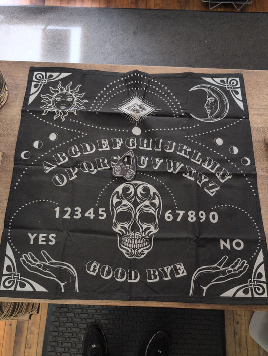 Ouija Spirit Board Black Mat with Planchette