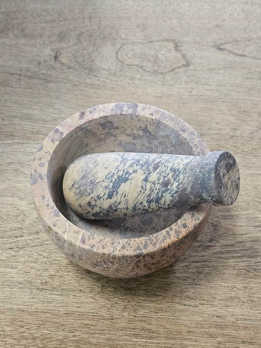 Stone Unpolished Natural Mortar and Pestle
