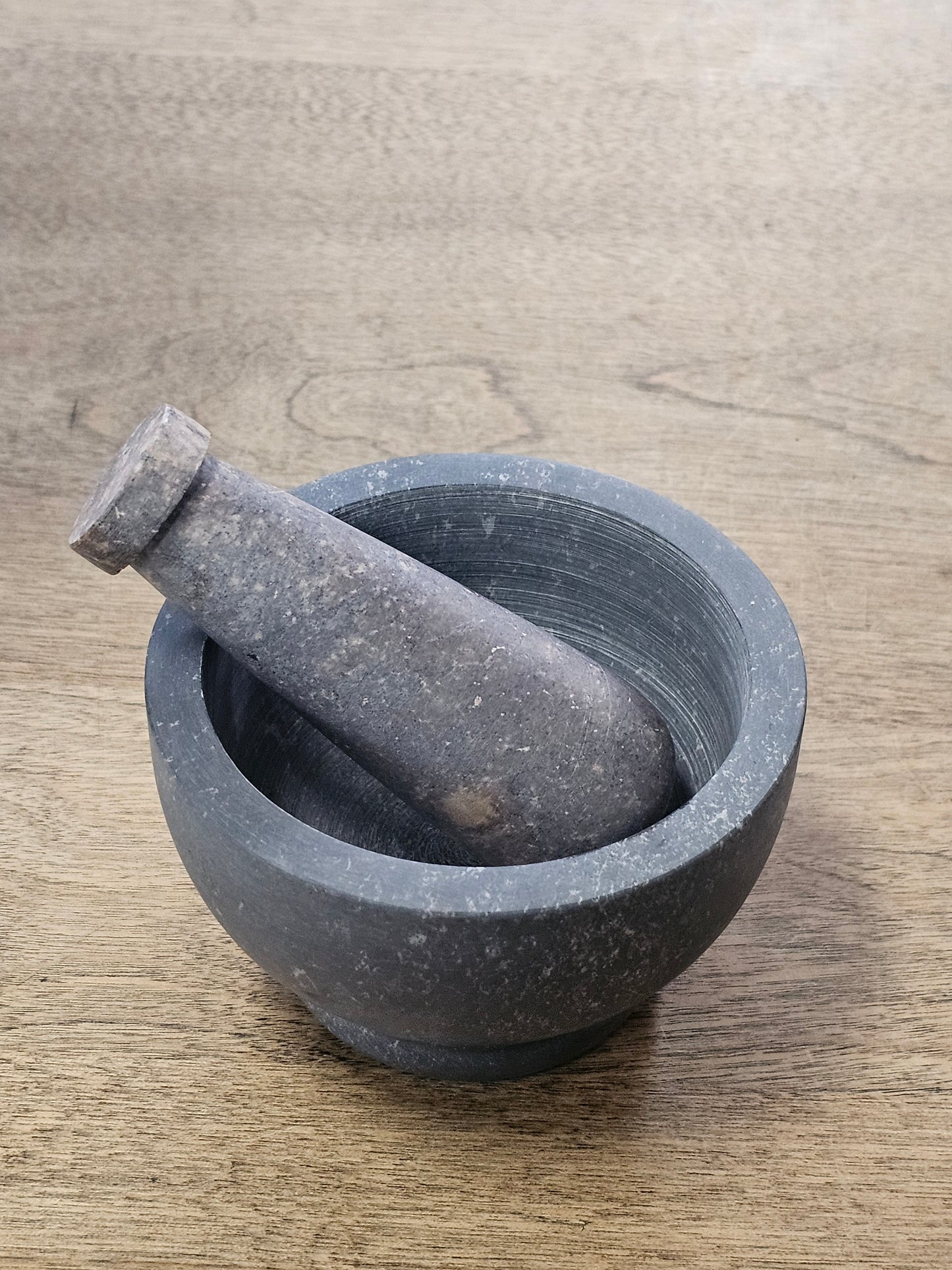Stone Unpolished Natural Mortar and Pestle