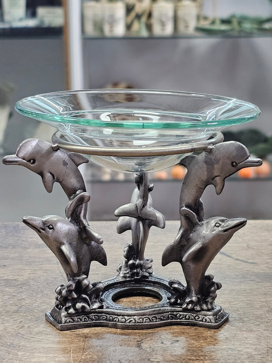 Candle Holders - Heavy Gauge 4" Pewter Ornamental With Glass - Essential Oil Diffuser