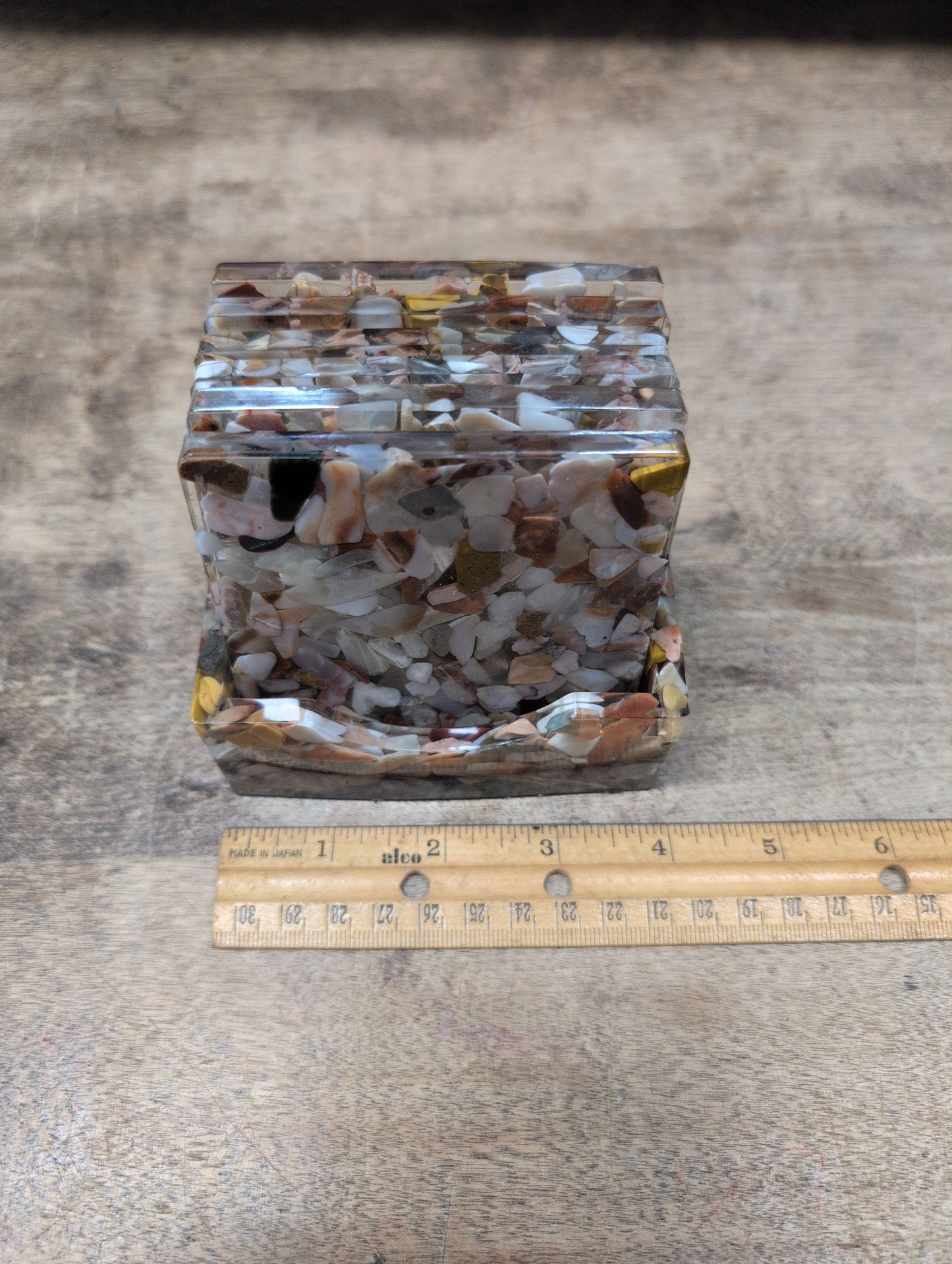 Epoxy Resin and Tumbled Stone Coaster Sets