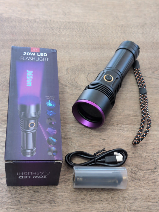 UV Flashlight 365nm 20w Rechargeable