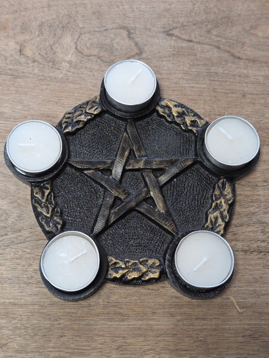 Pentagram Altar Plate and Tea Light Candle Holder