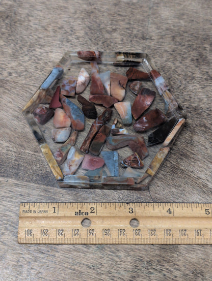 Epoxy Resin and Tumbled Stone Coaster Sets