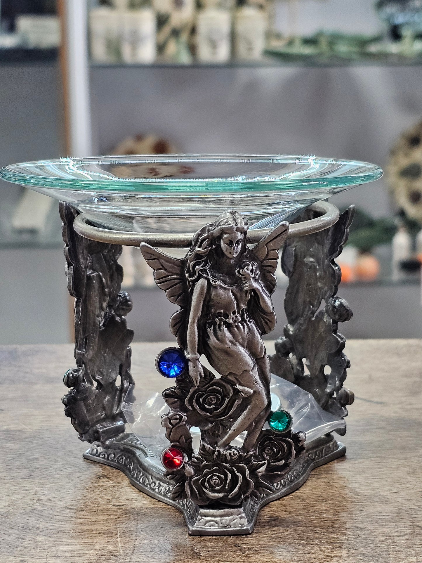 Candle Holders - Heavy Gauge 4" Pewter Ornamental With Glass - Essential Oil Diffuser