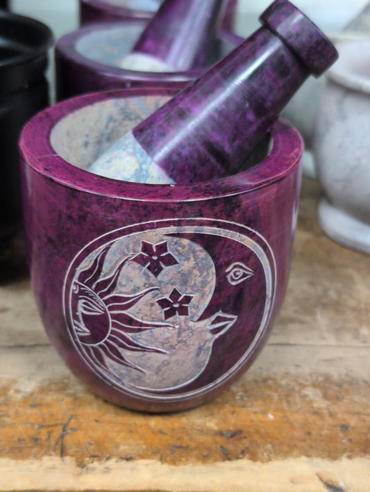 Colored Soapstone Mortar and Pestle