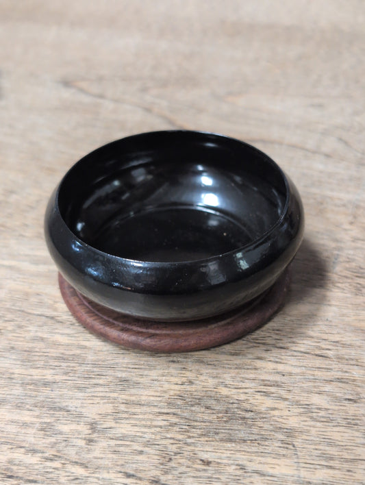 Black Smudge Pot Offering Bowl with Coaster Incense Resin Burner