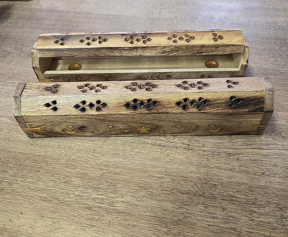 Brass Inlay Incense Burner Coffin Style for Cones or Sticks