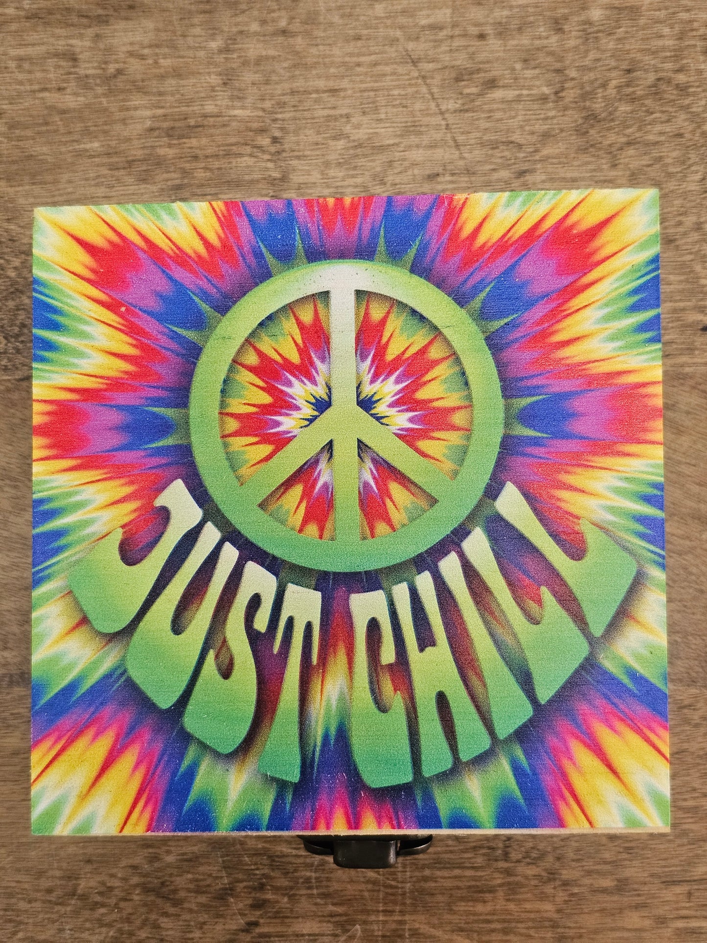 SmokeZilla Products - Just Chill - 4.5"x4.5" Wood Storage Box With Metal Hinge