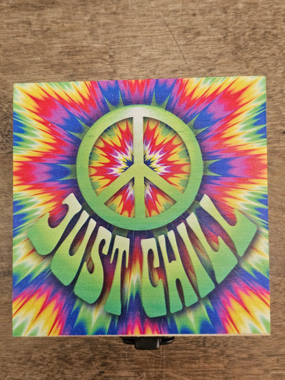 SmokeZilla Products - Just Chill - 4.5"x4.5" Wood Storage Box With Metal Hinge