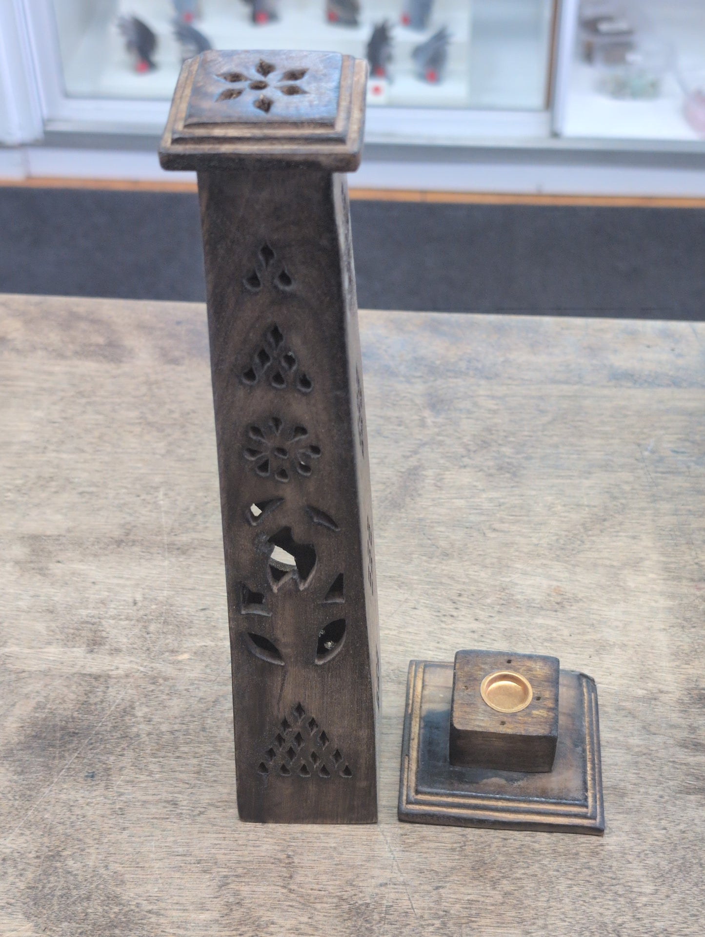 Wooden Cone Incense Burner Tower Tall