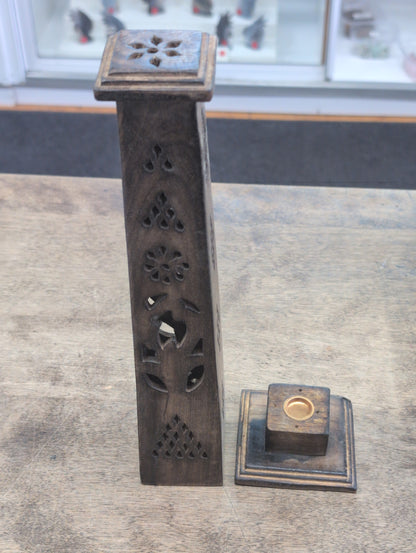 Wooden Cone Incense Burner Tower Tall
