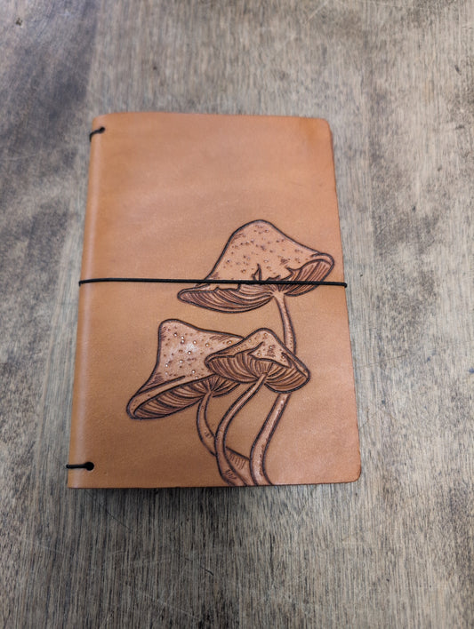 Leather Mushroom Notebook Cover and Notebook
