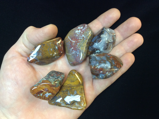 Red and Gold Plume Moss Agate tumbled