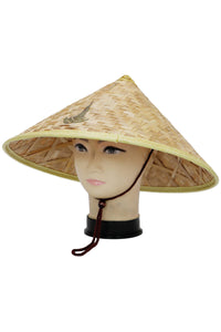 All Bamboo Straw Oriental Tipsy Coolie Conical Hat