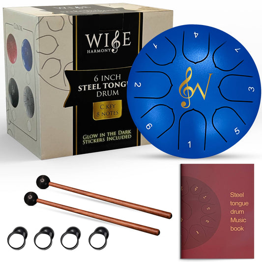Steel Tongue Drum 6-Inch 8-Notes: Blue