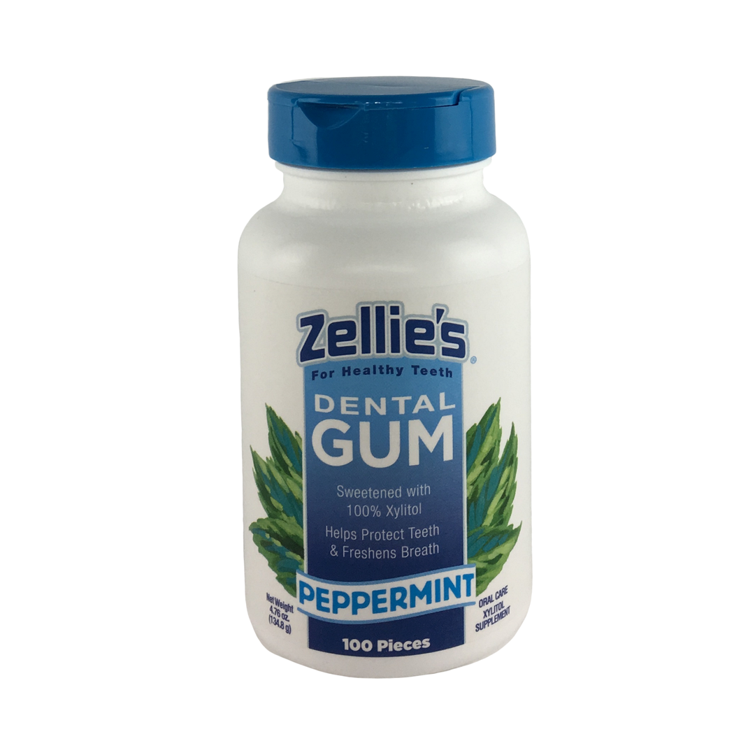 Zellie's Xylitol Dental Gum - Peppermint 100ct Jar