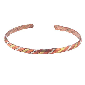 1/8" Copper Brass Striped Cuff Bracelet