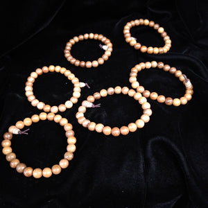 Gold Phoebe wood prayer beads wrist mala beaded bracelet
