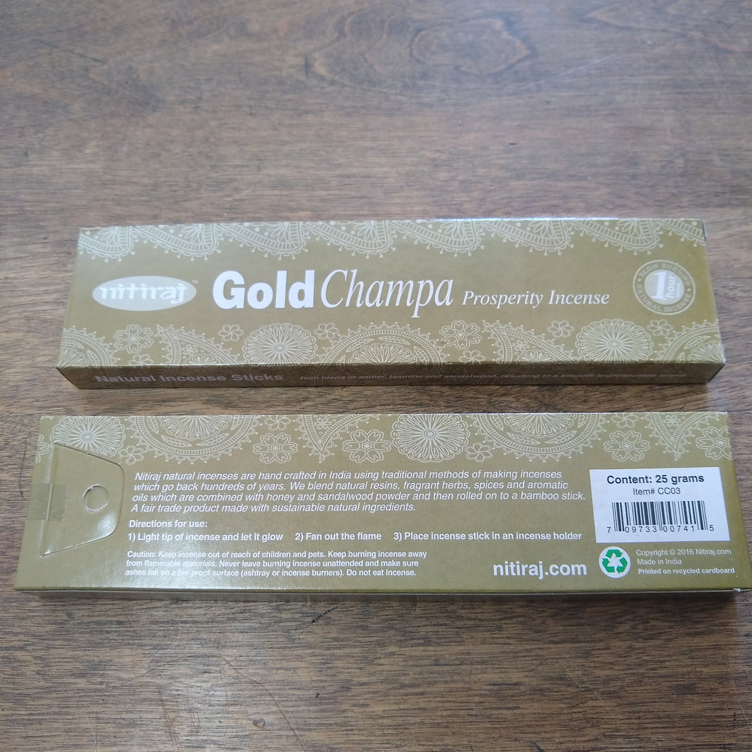 Gold Champa Nitiraj Prosperity Incense Sticks
