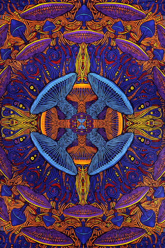 3D Magic Mushroom Tapestry 60x90 - Artwork by Chris Pinkerton
