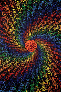 3D Rainbow Skeletons Spiral Tapestry 60x90