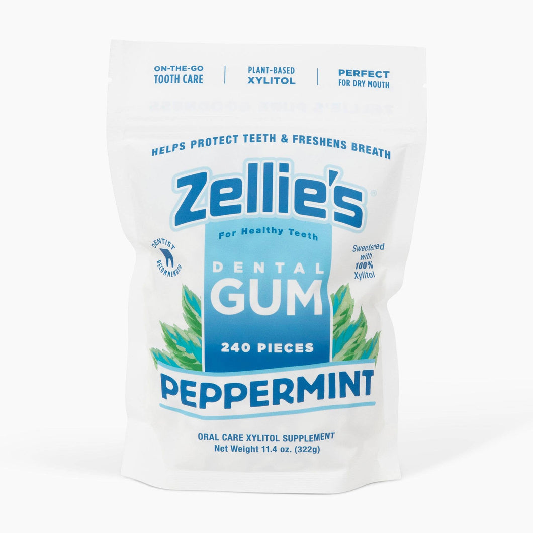 Zellie's Xylitol Dental Gum - Peppermint 240ct Pouch