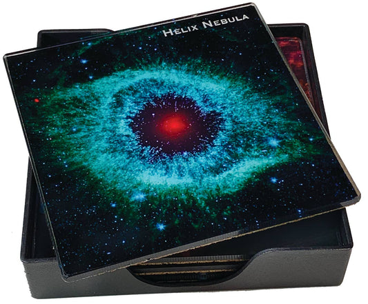 Astrophotography Glass Coasters 6pc Set with Tray