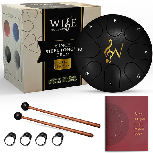 Steel Tongue Drum 6-Inch 8-Notes: Black