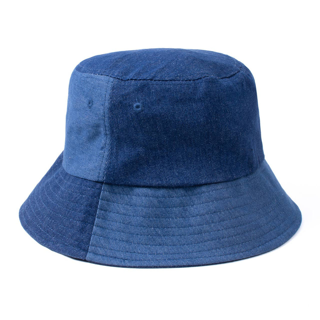 Unisex Two Tone Denim Bucket Hats -BHT1004: S/M / DARK BLUE