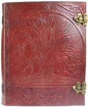 Load image into Gallery viewer, 10&quot; x 13&quot; Tree leather blank book journal w/ latch