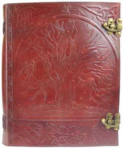 10" x 13" Tree leather blank book journal w/ latch