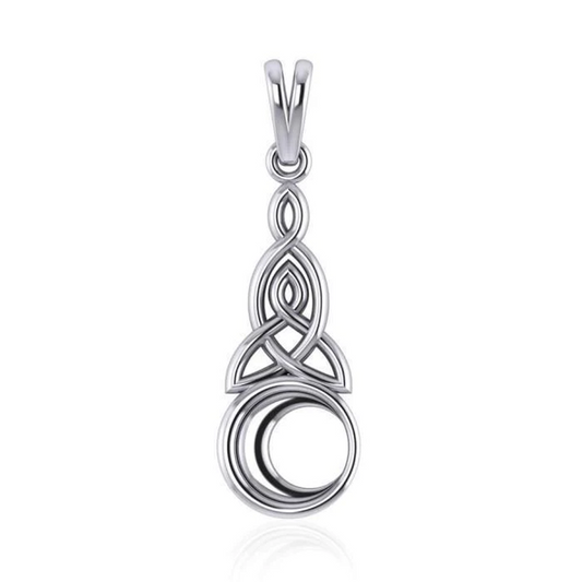 Sterling Silver Crescent Moon Celtic Knot Triquetra Pendant