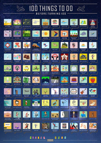 100 Things To Do Before Turning 100 Scratch Off Poster