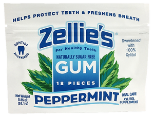 Zellie's Xylitol Dental Gum - Peppermint 18ct Pouch
