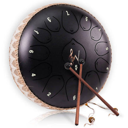 Wise Harmony Steel Tongue Drum 12 Inch 13 Notes: Black