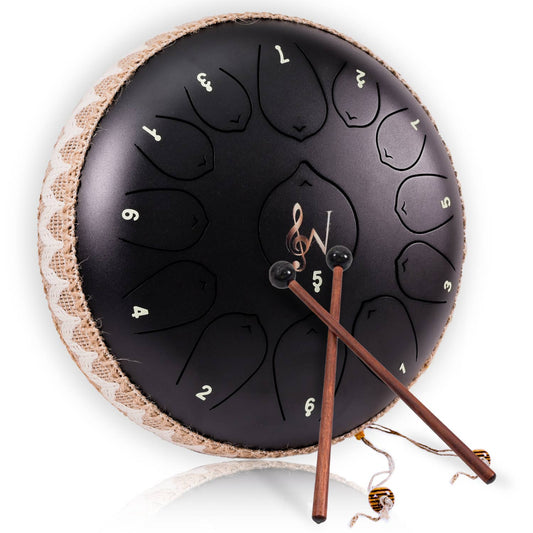 Wise Harmony Steel Tongue Drum 12 Inch 13 Notes: Black