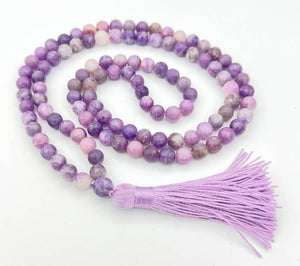 Lepidolite Zen 108 Bead Mala - Prayer Beads - 8mm