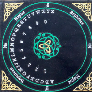 Pendulum Mat green and gold celtic embroidered